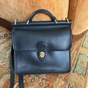 Vintage Coach Willis Bag In Black With Brass Hardware